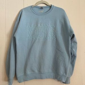 Baby blue Zeta Tau Alpha ZETA University Tees light blue crew neck